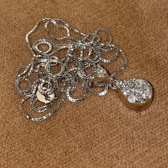 Solid Stamped 14K White Gold Designer Endless Diamond Pendant Necklace - Picture 6 of 16